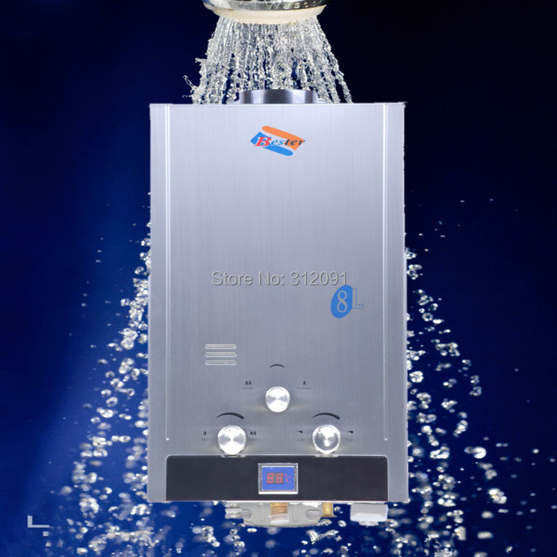 New 8L Natural Gas Instant Household Hot Water Heater Boiler Stainless CE