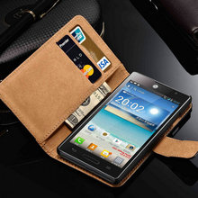 Luxury Genuine Leather Case for LG Optimus L9 P760 P765 Stand Wallet Design Flip Leather Cover with Card Holder