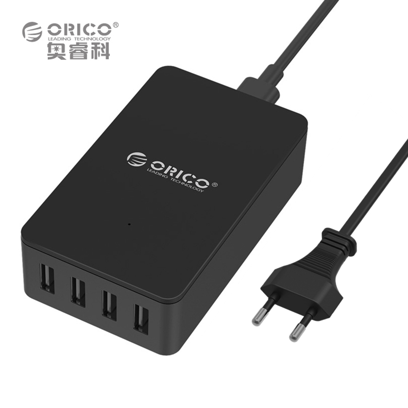 ORICO CSE-4U-BK 5V 2.4A Wall Charger Adapter 6.8A34W USB Travel Charger 4 USB Port (Black)