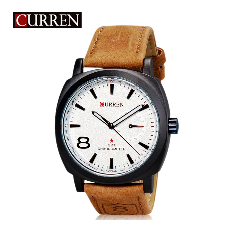 CURREN fashion quartz watch men casual wristwatch Genuine Leather strap army military sport watch for men