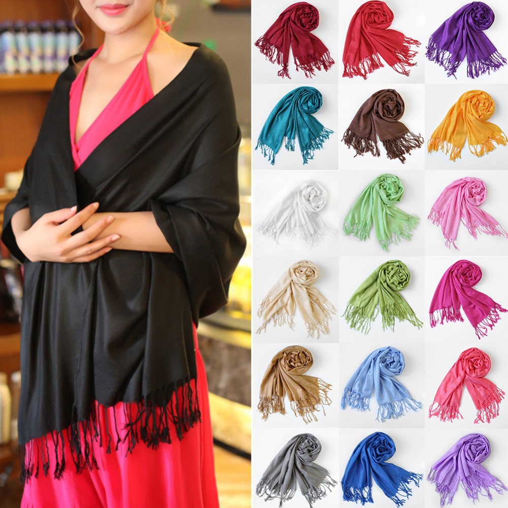 Hot Fashion Cashmere Scarf Elegant Shawls And Scarves Wrap Long Range Winter Scarf Women 19 Pure Colors A1