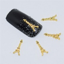 10psc New Gold the Eiffel Tower 3D Nail Art Decorations,Alloy Nail Charms,Nails Rhinestones Nail Supplies #063
