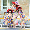 new 2016 mother daughter dresses family look girl and mother summer holiday butterfly maxi dresses long