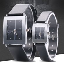 Lovers Wristwatch Classic Black White Quartz Watch Imitate Genuine Leather Strap Fashion Square Head Romantic Man Woman Couples