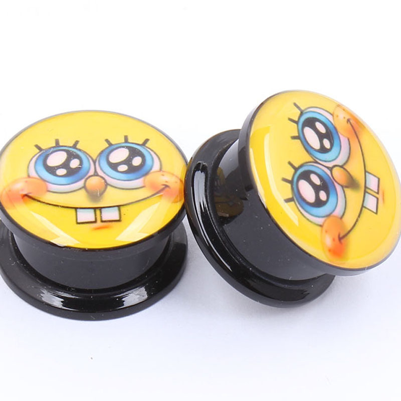 1 Pair 2016 New Cartoon Design Acrylic Ear Plugs and Tunnels Ear Gauges