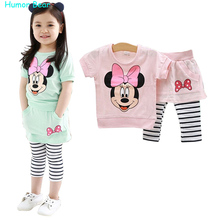 Humor Bear Summer New Children Girl s 2PC Sets cartoon baby Clothing sets girls clothes