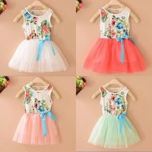 Baby Girls Dress Princess Tulle Tutu Dress Hot Sale Child Flowers Bowknot Party Dresses 2-6Y New L4