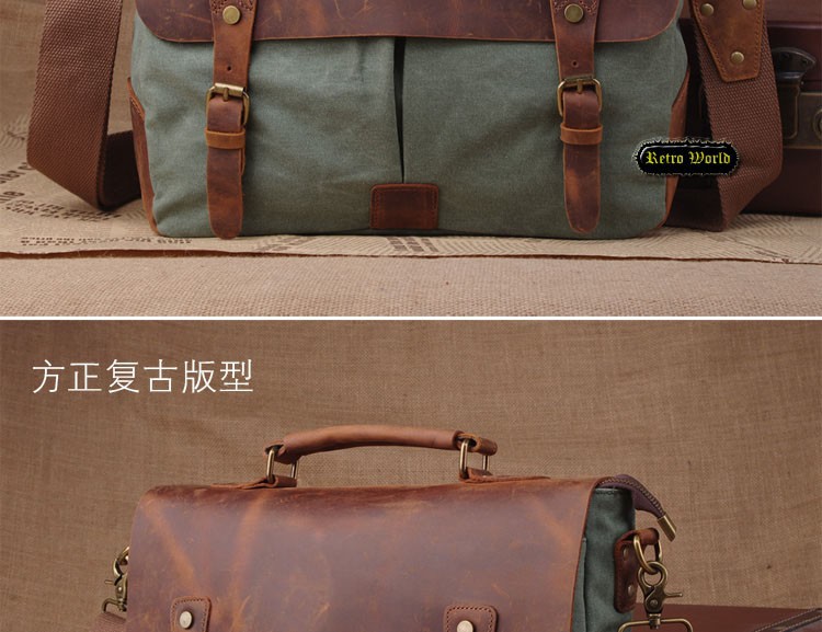 Men's Retro Vintage Shoulder Messenger Distressed Genuine Crazy
