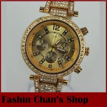 China air express hot women rhinestone dress watches analog quartz ladies full steel wristwatches 18k gold