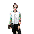 2016 New Fashion Women Flowers Pattern Sleeves Women s Winter Coat Slim Warm Winter Jacket Stand