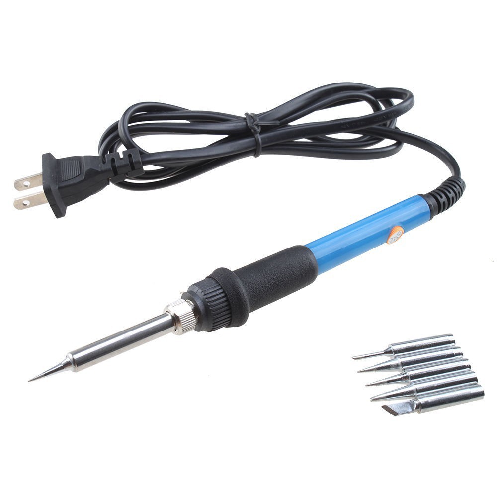 220V 60W Electric Adjustable Temperature Welding Solder Soldering Iron Welding Tool with 5pcs