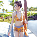 Sd921 women bikini set charming mantilla bikini set gathered boxer swimsuit women bathing suit
