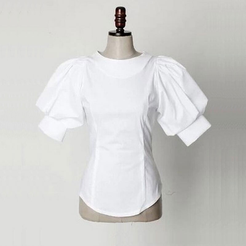 puff lantern sleeve blouse 2016 new fashion back buttons o neck tops plus puff lantern sleeve blouse 2016 new fashion back buttons o neck tops plus
