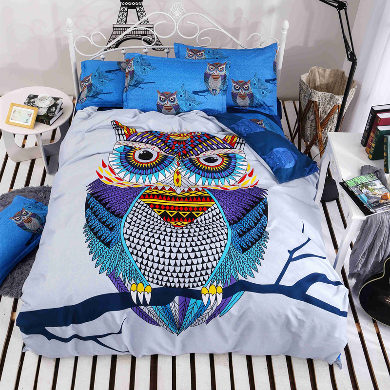 4 3 pcs cotton bedding kids owl 3d print linen full twin queen size owl sheets queen