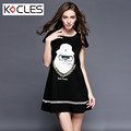 Plus Size 4 5XL Casual Womens 2016 New Summer OWL Letter Print O neck Short A
