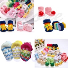 Hot Sale 1 Pair Cute New Baby Girl Boy Cotton Cartoon Anti slip Soft Shoe Socks