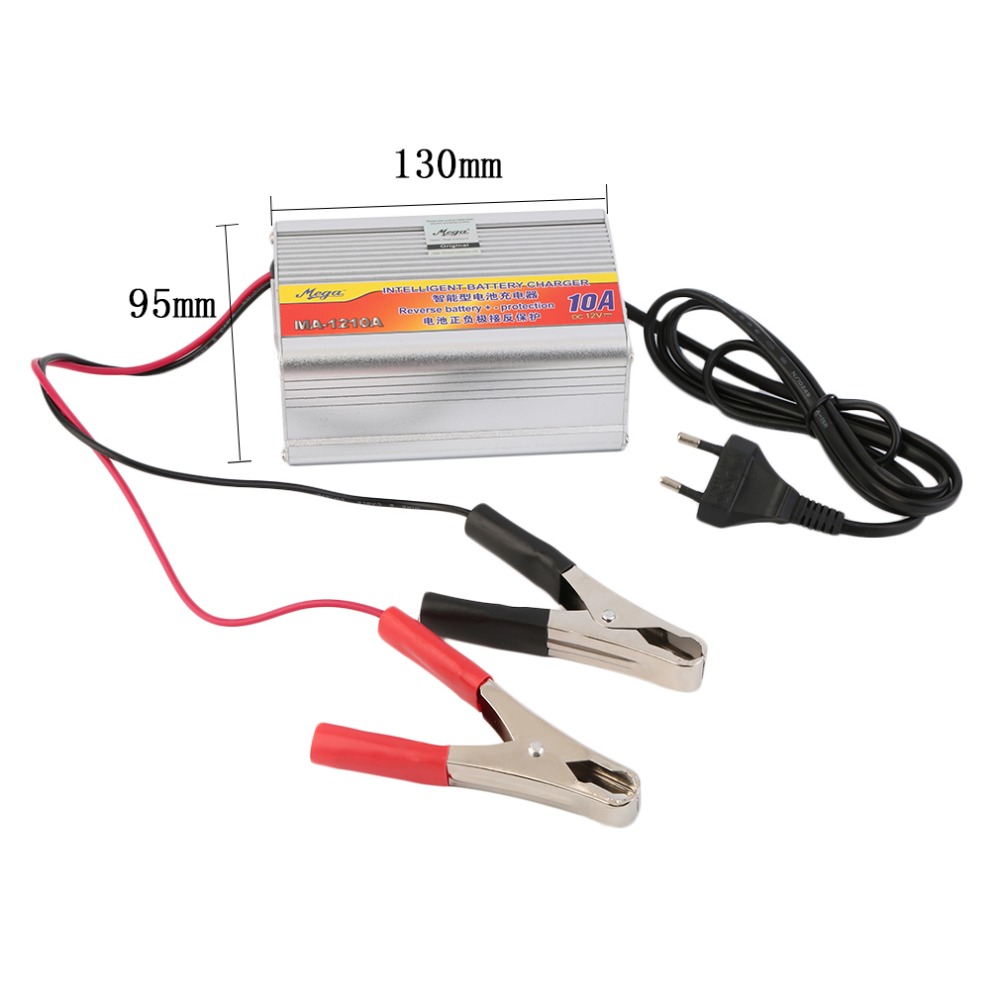 New 12V 10A Car Battery Charger Motorcycle Battery Charger Lead Acid Chargers EU Plug Wholesale