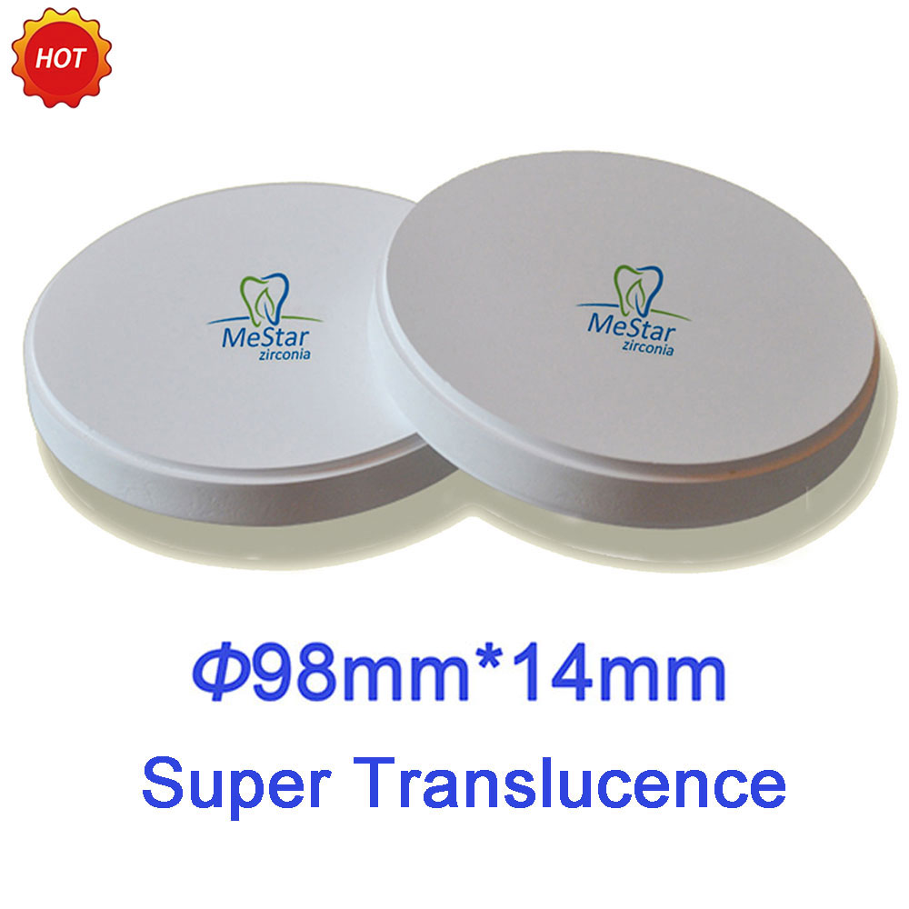 Super Translucent Dental CAD/CAM Zirconia Disc  98mm*14mm Compatible with Open System, VHF,  Wieland, Imes-Icore, Roland etc..