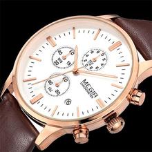 Multi Function Three Small Plate Work Chronometer 100 Leather Strap Rose Gold Quartz Watches Luxury