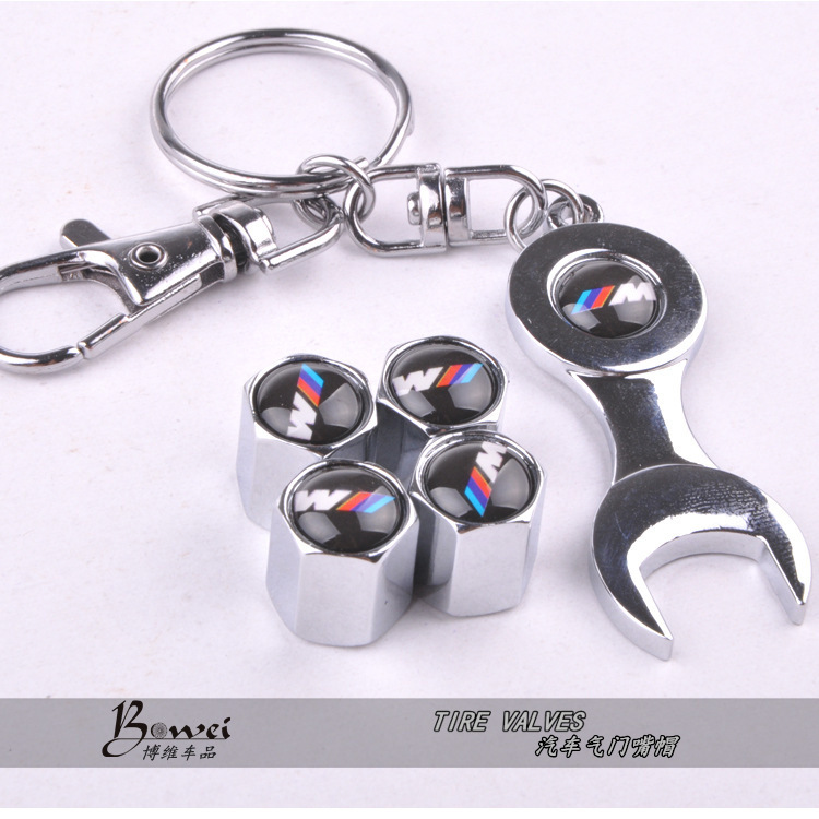 Bmw tire valve caps with wrench keychain #4