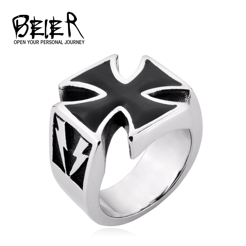 Classic Vintage Lightning Iron Cross Rings For Men 2015 Fashion Jewellery BR8065 US size