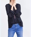 Za Brand Shirt Women's Turn-Down Collar Long Sleeve Blouse Casual Slim Patchwork Shirt