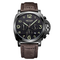 2016 New fashion Date Chronograph Men Watches Waterproof Sport Watch Military Genuine Leather Strap Wristwatch Male