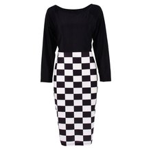 Women Patchwork font b Tartan b font Check Plaid Wear Work Business Party Bodycon Sexy Dress