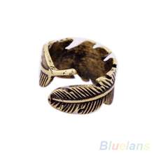 Antique Women s Men s Leaf Feather Ring Finger Ring Fashion Jewelry 1Q35