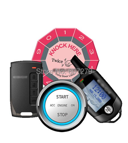 color LCD screen car alarm push button start stop PKE passive keyless entry RFID long remote