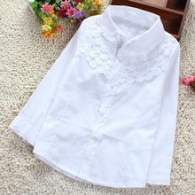 Girls White Blouse 100 Cotton Lace School Girl Blouse For Girls Long Sleeve Shirts Spring Autumn
