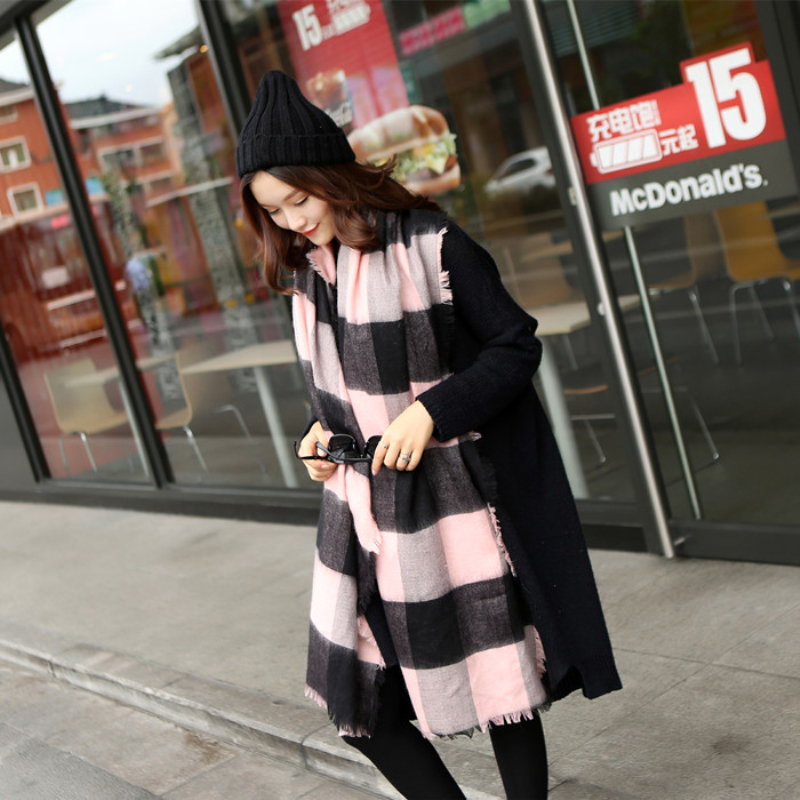 2015 Winter Women Za Scarves Large font b Tartan b font Scarf Pashmina Warp Desig Shawl