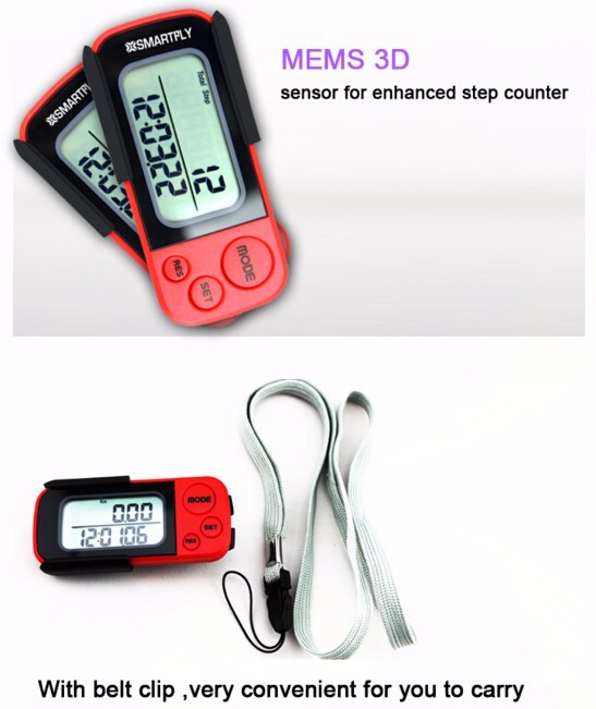 SMARTFLY P112 Red 3D Pocket Pedometer Outdoor Sports Step Counter