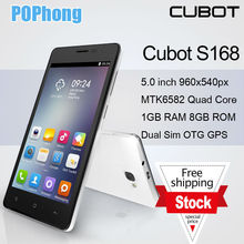J Original Cubot S168 MTK6582 Quad Core Mobile Phone Android 4.4 os 1G RAM 8G ROM 5.0 inch IPS Screen 5MP WiFi GPS 3G Smartphone