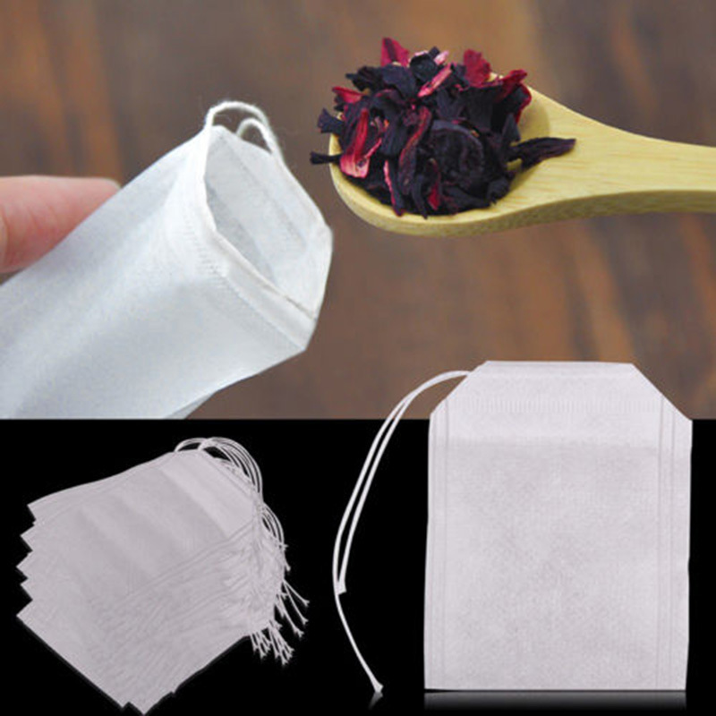 100pcs Healthy String Heat Seal Filter Paper Herb Loose TeaBags 5 5 x 6 cm