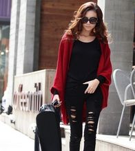 Korea Loose Shawl Batwing Sleeves Lady Knit Sweater Coat Woolen Women Cardigans