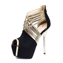 2016 New High Heels High Jump Roman Style Salto Alto 14cm Sapatos De Salto Alto Toe Sexy Shoes for women Black High Heels