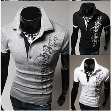 2015 New Fashion Polo Shirt Men Summer Short Letters Printed Sleeve Turn down Collar Polo Ralph