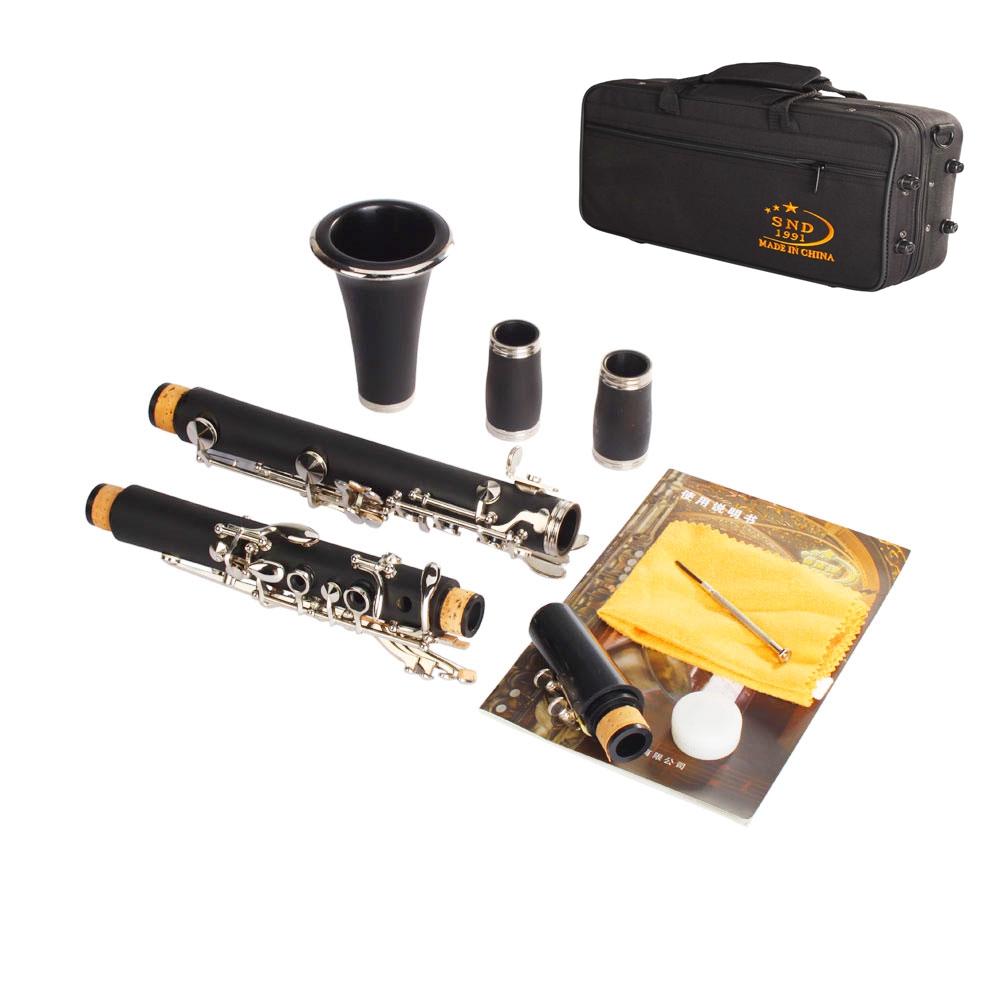 Bakelite Clarinet 17 Key B Flat Soprano Nickel Plating Exquisite with Cork Grease Cloth Gloves Woodwind Instruments 17001215