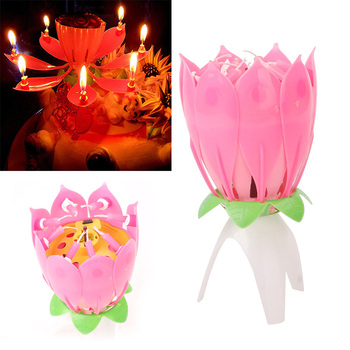 Прекрасный ну вечеринку подарок цветок с днем рождения цвести лотоса музыкальный свечи романтический # 73343