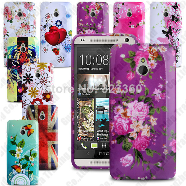 For HTC One Mini HTC M4 Flower Printed TPU Mobile Phone Bag Protector Case Cover Snap