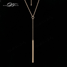 Anti Allergy Hot Sale Y Style Chain Long Necklaces & Pendants 18K Rose Gold Plated Fashion Jewelry For Women colares DFNY