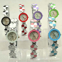 2015 venta caliente Punk pulsera de cadena de reloj relojes femeninos de cuero Artificial de colores pulsera de cuarzo ocasional Bracelete