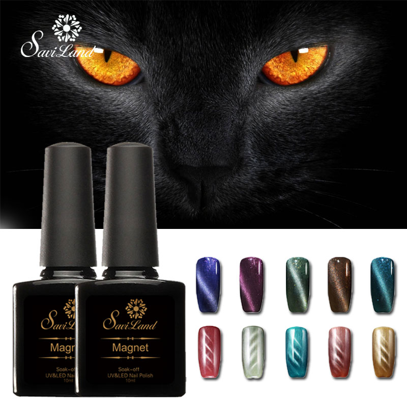 Saviland 2Pcs 10ml Cat Eye Gel Nail Varnish Long Lasting Magnet Colors Gel Nail Polish New Arrival High Quality Gel Nail