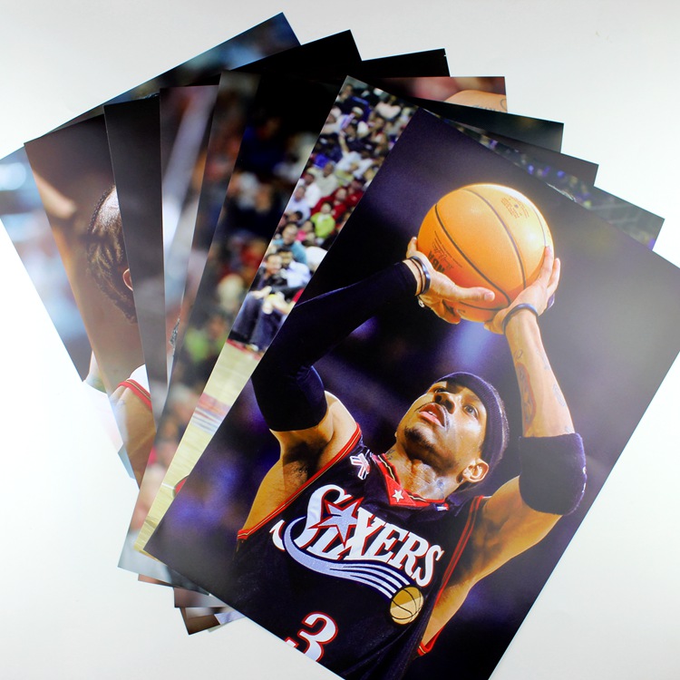 8*(42x29cm)NBA basketball star Allen Iverson 8 mounted poster sticker wall stickers mural hostel