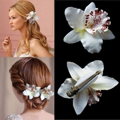 Bohemia Style Bridal Flower Orchid Leopard Hair Clip Beauty Hairpins Barrette Wedding Decoration Hair Accessories Beach
