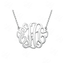 Custom Name Monogram Necklace Silver Plated Pendant Necklace, Necklace Women, Best Friends Gift, Fashion Jewelry in Aliexpress