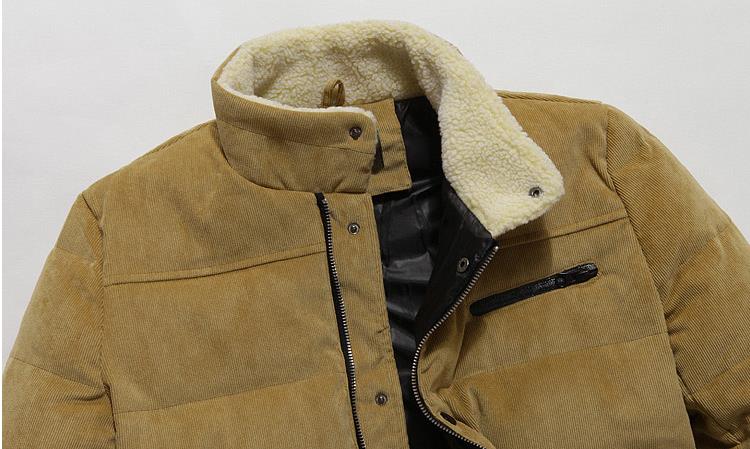 New 2015 Regular Fit Fur Stand Collar White Duck Down Jacket Men Thick Parkas Mans Cotton