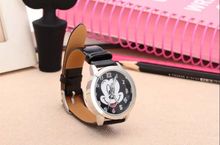 Mouse Cartoon Mickey Quartz Watch Geneva Dress Wristwatch Crystal with Leather Watchband for Women Girls lady Watches