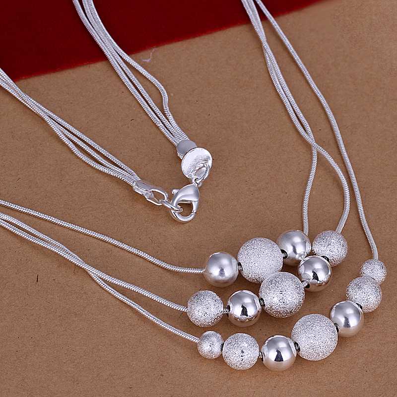 Free shipping factory price top quality 925 sterling silver jewelry necklace 18inch fashion beads necklace pendant
